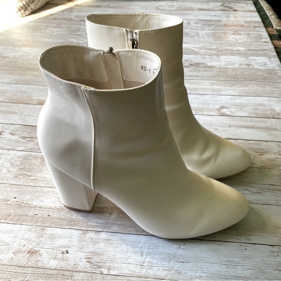💜4/$40 White Block Mid High Heel Ankle Booties - Picture 6 of 16